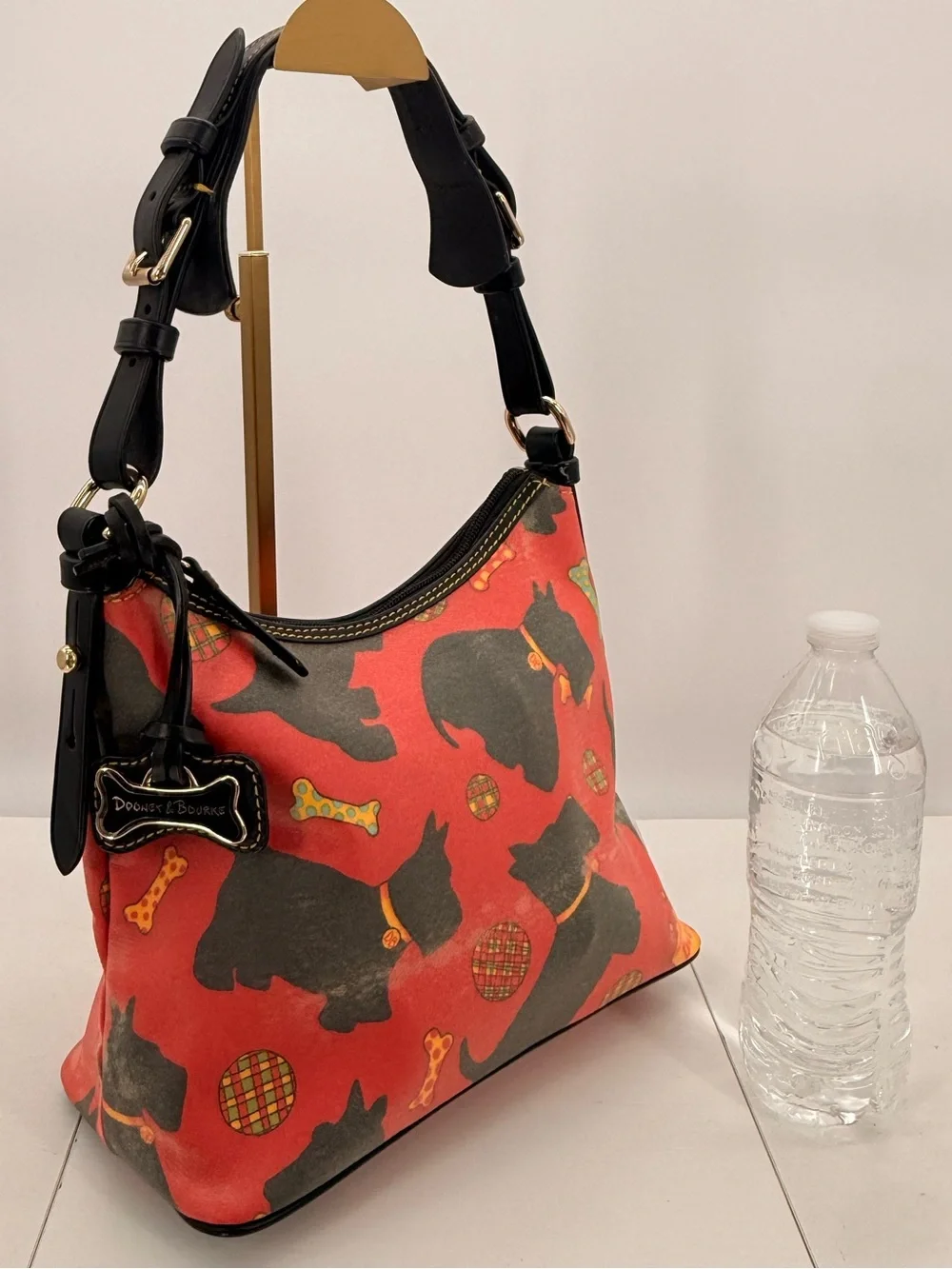 DOONEY & BOURKE Scottie Dog Coated Canvas Shoulder Bag Red Black